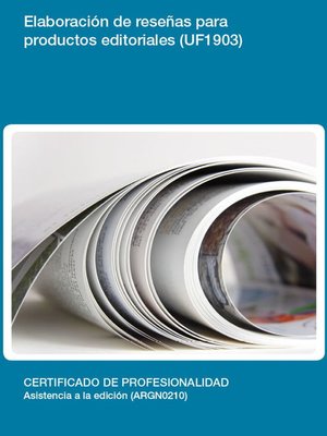 cover image of UF1903--Elaboración de reseñas para productos editoriales